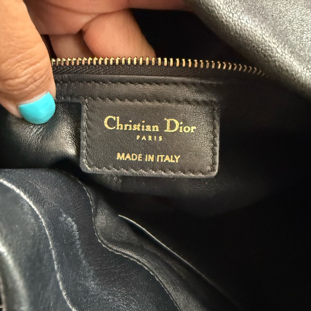Dior Black and Gold Shoulder Bag with Pleated Design - Picture 5 of 11